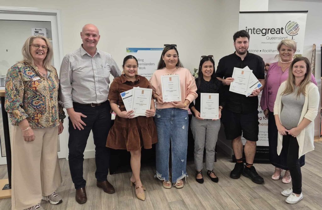 SQW Skilling Queenslanders for Work Integreat Queensland Gladstone Successful Cert 3 in Individual Support Students Graduation Ceremony Employment upskilling Queensland Government Simple Solutions